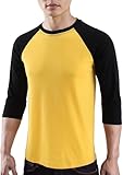 KNQR Men's Casual Fashion Slim Fit Tagless 3/4 Sleeve Action Sports Athletic Baseball Jerseys T Shirts K.Gold/Black L