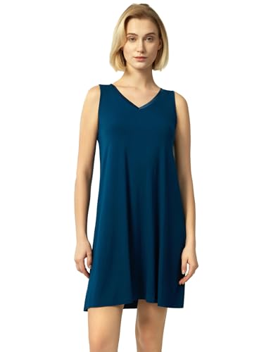 Image of GYS Cooling Bamboo Viscose Nightgowns for Women, Lightweight Sleeveless V Neck Sleep Shirt for Hot Sleepers, Soft Night dress
