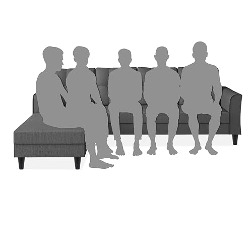 Image of Adorn India Maddox Tufted L Shape 6 Seater Sofa Set Lhs (Grey) (3 Year Warranty)