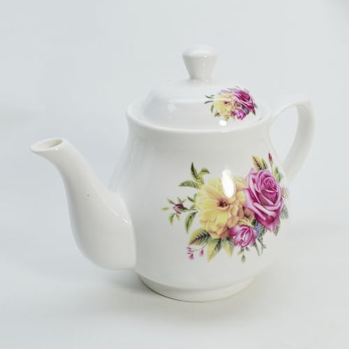 Image of European Style Porcelain Teapot, Coffee Tea Water Pot Vintage Ceramic Kettle (42oz)