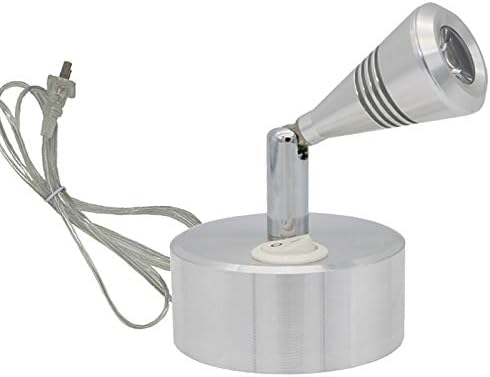 3W LED Wall Mount Spotlight Adjustable Jewelry Display Light Plug in Lamp On/Off Button Cabinet Silver Finish Nature White