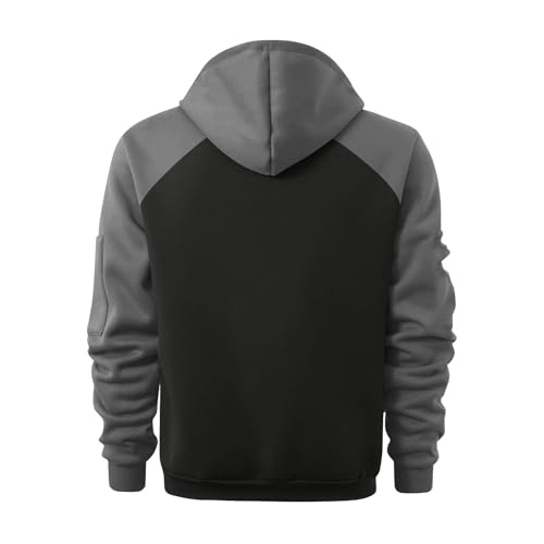 Zipper Hoodies For Men Color Block Tactical Quarter Zip Cargo Pullover Raglan Sleeve Outdoor Hooded Sweatshirts,S-3XL2