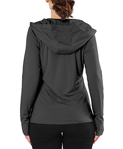 Image of Women's Slim-fit UPF 50+ Sun Protection Hoodie Long Sleeve Athletic Top Shirt with Thumbholes for Running, Fishing, Hiking