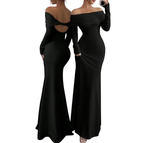 AOWVUTS Sexy Langes Kleid Damen Langarm...