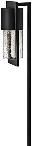 Hinkley Shelter Path Light, Low Voltage, LED Included, Aluminum, Clear Seedy Glass Shade, Black Finish