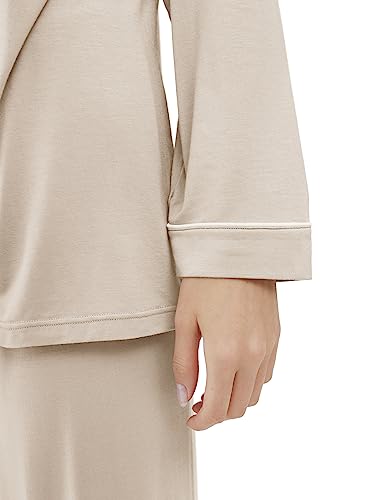 Image of Cherrydew Women's Bamboo Viscose Cooling Long Sleeve Button Up Pajama Set | Buttery-Soft Feel,Naturally Cool Comfort,Breathable Fabric,Lightweight & Flowy Feel
