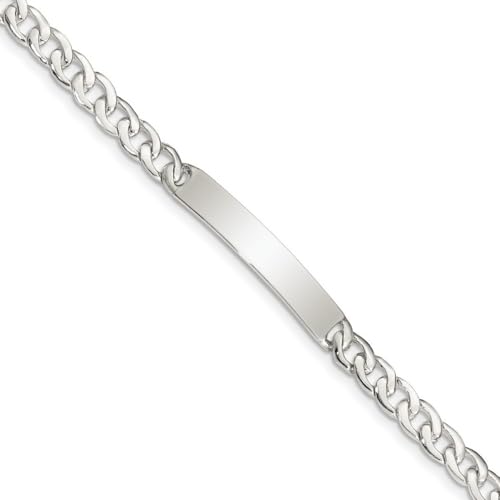Bracelet en argent sterling 925 de 6 mm de large - Gourmette d'identité luxe 14 cm
