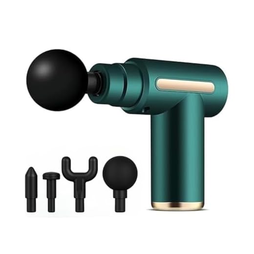 Massageador Elétrico Profissional para Alívio Muscular Pistola de Massagem Recarregável com 4 Ponteiras Intercambiáveis e Ajuste de Velocidades Ideal para Relaxamento Recuperação Miofascial e Atletas Linha Premium (Verde)
