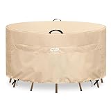 CAMPROS CP Round Patio Furniture Covers 84"Dia,Outdoor Table Covers for Round Table Chair Set/Fire P