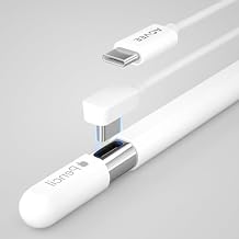 AGVEE 2 Pack 1.5ft Charger for Apple Pencil USB-C Gen 3 and Other USB-C Stylus Pencil, 90 Degree Angled Extra Soft Slim Charging Cord, White