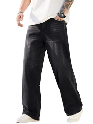 QGRSWBC Jeans for Men Baggy Y2K Loose Fit Black Jeans Hip Hop