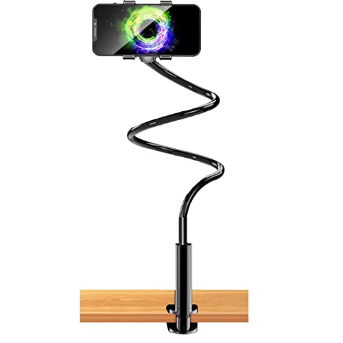 Haoxuann Support Téléphone en Col de Cygne Réglable, Rotation 360° Support col-de-Cygne, Universelle Portable Support de téléphone avec Long Bras Extensible pour Smartphone, Voiture Maison Bureau Lit