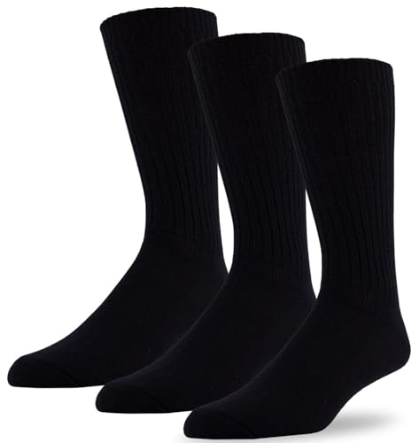 J.B. Field's 96% Merino Wool Weekender Casual Socks, Soft and Itch-free, For Hiking Trekking Running Socks, 3 Pairs (Medium) Black