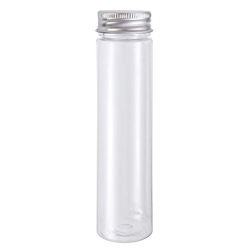 UEETEK 15pcs 110ml Flat-Bottomed Plastic Clear Test Tubes with Screw Caps Candy Cosmetic Travel Lotion Containers