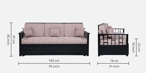 Image of Ubpon 3 Seater Metal Sofa Cum Bed with Hydraulic Storage | Queen Size Sofa Cuma Bed | Metal Sofa Set for Living Room, Guest Room D10 Multi Sofa Queen