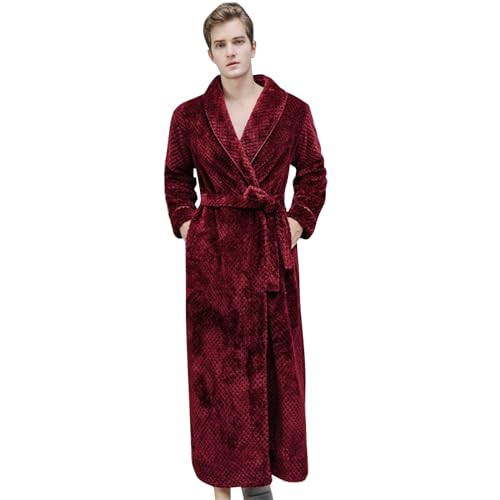 Peignoir long d'hiver en flanelle polaire mixte avec poches