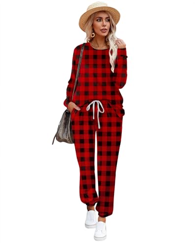 Image of Aloodor Sweatsuit for Women 2 Piece Outfits for Womens Crewneck Sweatshirts Pullover
