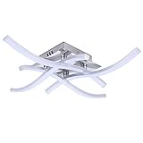 Plafoniera a LED dal design curvo classico a 4 vie, apparecchio di illuminazione a soffitto da 24 W per soggiorno, camera da letto, studio, sala da pranzo, cucina, locali commerciali - Cromo spazzolat