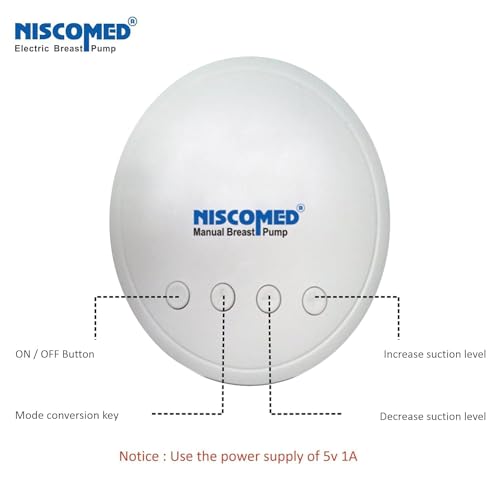 Image of Niscomed Electric Breast Pump for Mothers | AC Powered Breast Milk Pump | Adjustable Suction | Soft Silicone Cushion | Silent & Painless | Home Use