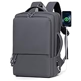 BAGROUPS Mochila Viaje Cabina Avion 45x30x15 para Easyjet 20L Mochila Cabina Equipaje de Mano Impermeable Mochilas Portatil 15.6 Pulgadas con Puerto USB Mujer Hombre Mochilas para Trabajo Dunkelgrau