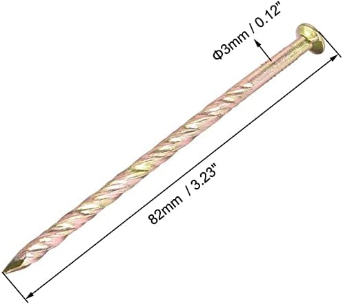 XYWHPGV Spiral Deck Nails Carbon Steel Nail Spiral Shank 82mm x 3mm (LxD), 50pcs(bcbc4 872ee bec07 1c796 a1691 a692a