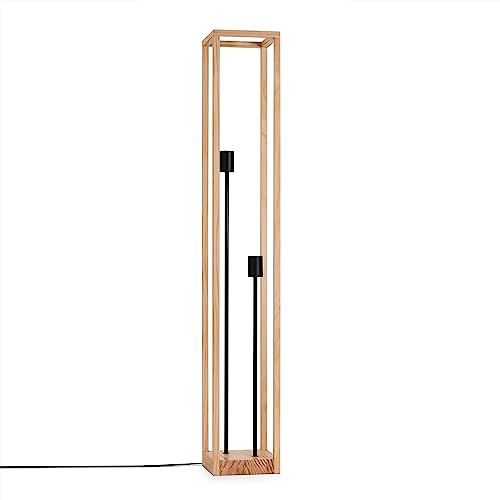 Paco Home Luminaria Suspensión Decoración Salón Colgante Mesa Comedor Dormitorio Pantalla Madera E27, Tipo de lámpara:Lámpara de pie, Farbe_MuVa:Madera