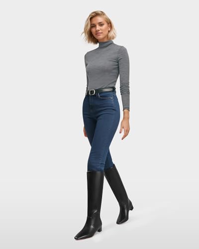 MUCCCUTE Knee High Boots Women - Boots for Women Square Toe Chunky Heels Tall Boots Pull-On PU Low Block Heel Long Boot4