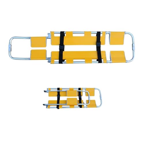 WJPDXFENG EMT Backboard Spine Board Stretcher, Folding Stretcher for Medical Emergency, Medical Stretcher, Emergency Rescue Back Stretcher, 180kg/386Lb Load Capacity,with Safety Straps(Yellow)