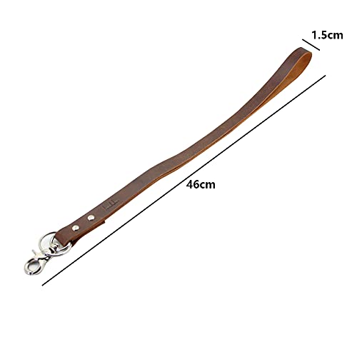 Boshiho Keychain Lanyard - Cowhide Leather Neck Lanyard with Metal Clasp for ID Badge Holder Keys, USB, Cell Phone etc (Dark brown A) - Image 2