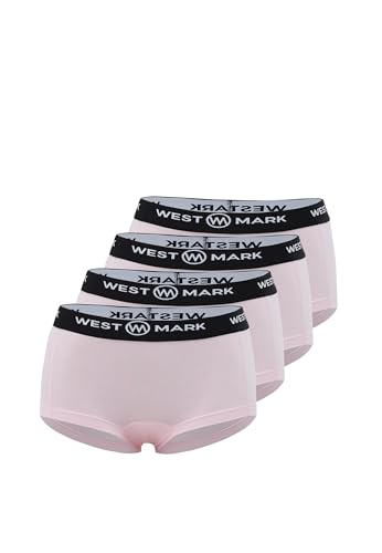 WESTMARK LONDON 4er Pack Panty Boxershorts Damen Baumwolle Pantys Damen Boxershorts Atmungsaktiv, Hipster Panties mit Elastischem Bund, Bequem und Praktisch Hotpants, L - Rosa