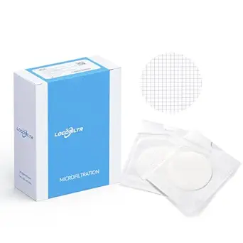 Locofiltr MCE Membrane Filter, Sterile, 47mm, 0.45?m, Hydrophilic, Individually Wrapped, Black Grid, Pack of 100, Mixed Cellulose Esters Paper Disc Filters