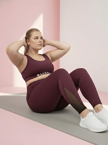 Image of BLINKIN Plus Size Gym Pants for Women's Workout - The Ultimate Yoga Pants | Workout Lowers | Mesh Leggings |Gym Track Pants for Women (PLUSS-2012)