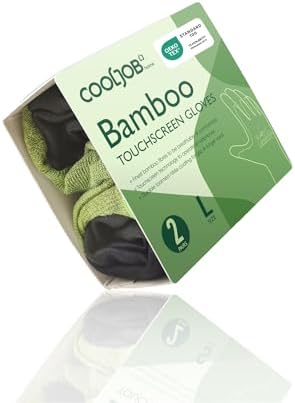 COOLJOB Bamboo Working Gloves for Men and Women, Nitrile Coated Gardening Gloves, Work Gloves Touchscreen for General Purpose, Green/Black, 2 Pairs Pack, Large Size