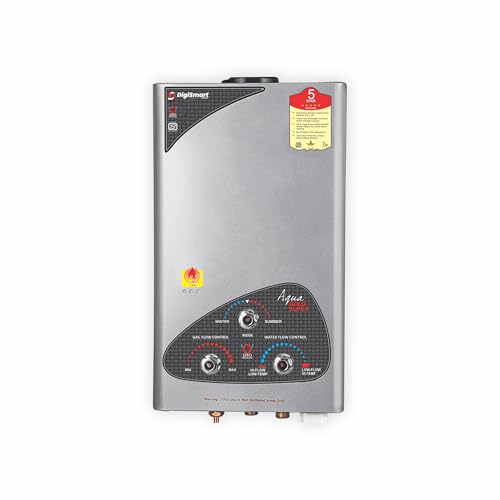 Image of DIGISMART Aqua Gold Instant LPG Gas Water Heater with Pure Copper Tank, Anti Rust Coating Geyser ISI Approved Saves Geyser Corrosion by Water (Silver Metallic) 1 Year Warranty