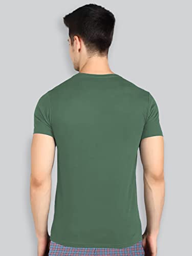 Image of Lux Nitro Men's Solid Modern Fit Round Neck T-Shirt DEEP Grass Green