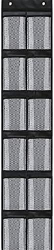 Shoe Shelf Shoe Rack 12/24 Pocket Large Mesh Cloth Box Storage Hanging Bag Wall-Mounted Sundries Organizer Holder Room Shoes Slippers Storage Bag (Color : Black white-12grid)