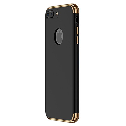 Hovisi 3 in 1 Anti-Scratch Anti-Fingerprint Shockproof Electroplate Frame with Non Slip Coated Case for iPhone7 Plus (Black)