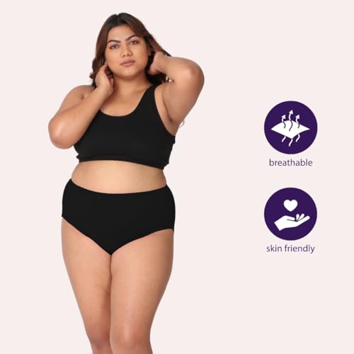 Image of Adira | 3XL to 10XL Cotton Panties for Women Plus Size | High Waist Panty with Full Coverage | Inside Elastic - No Elastic Exposure to Skin | Plus Size | Pack of 3