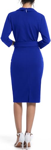 Image of SxClub Business Dresses for Women Elegant Long Sleeve Bodycon Pencil Knee Length Formal Dress for Evening Cocktail