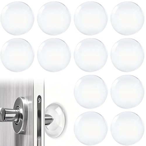 Tope de puerta, paquete de 12 topes de puerta de goma y protectores de manijas de puerta, topes de puerta autoadhesivos para paredes, protector de pared de silicona transparente, parachoques
