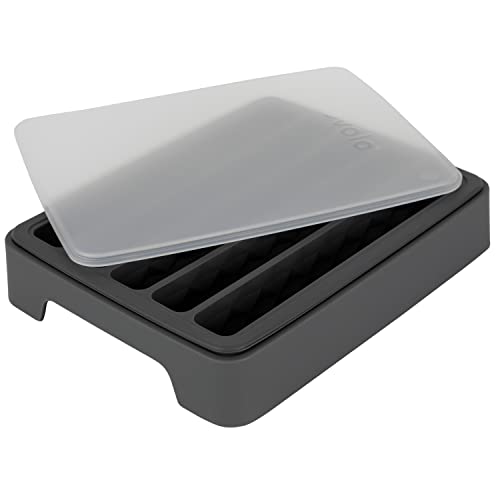 Tovolo Water Cube Silicone Narrow Ice Mold Freezer Tray Makes 5 Frozen Slim Rod Sticks For Sports, Bottled Soda & Beverages, Includes Lid Cover For Stacking, 1 Ea, Charcoal #TOP7