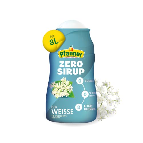 Pfanner Zero Sirup Der Weisse (1 x 57 ml) Zuckerfreier Getränkesirup für 8 L Eistee kalorienfrei & ohne Zucker Pfanner Eistee Zitrone Holunderblüte Geschmack