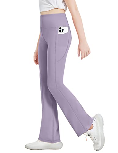 Desol 3 Pack Girls Flare Leggings with Pockets, High Waist Bootcut Yoga Pants, Dance Athletic Bell Bottoms for Teen &Kids2