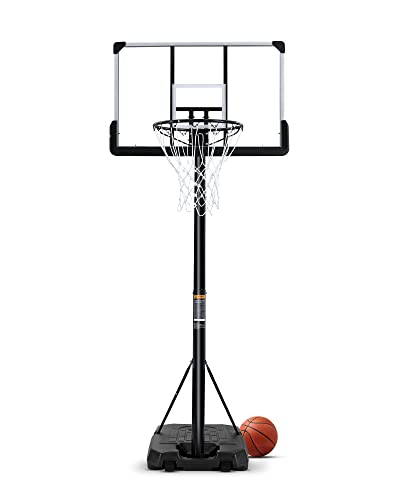 Portable Basketball Hoop Goal 44 Inch Backboard 10ft Height Adjustable Basketball System Stand Wheels Basketball Equipment for Indoor Outdoor Use