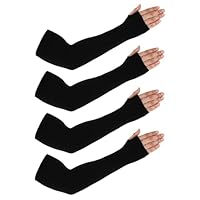 Yolev 2 Paar Eisseide Ärmel Sonnenschutz Ärmelschoner Schwarz UV Armschutz Ärmlinge Armsleeve Armstulpen Sommer mit Daumenlöchern Kühlung Armlinge für Damen Herren Fußball Basketball Golf