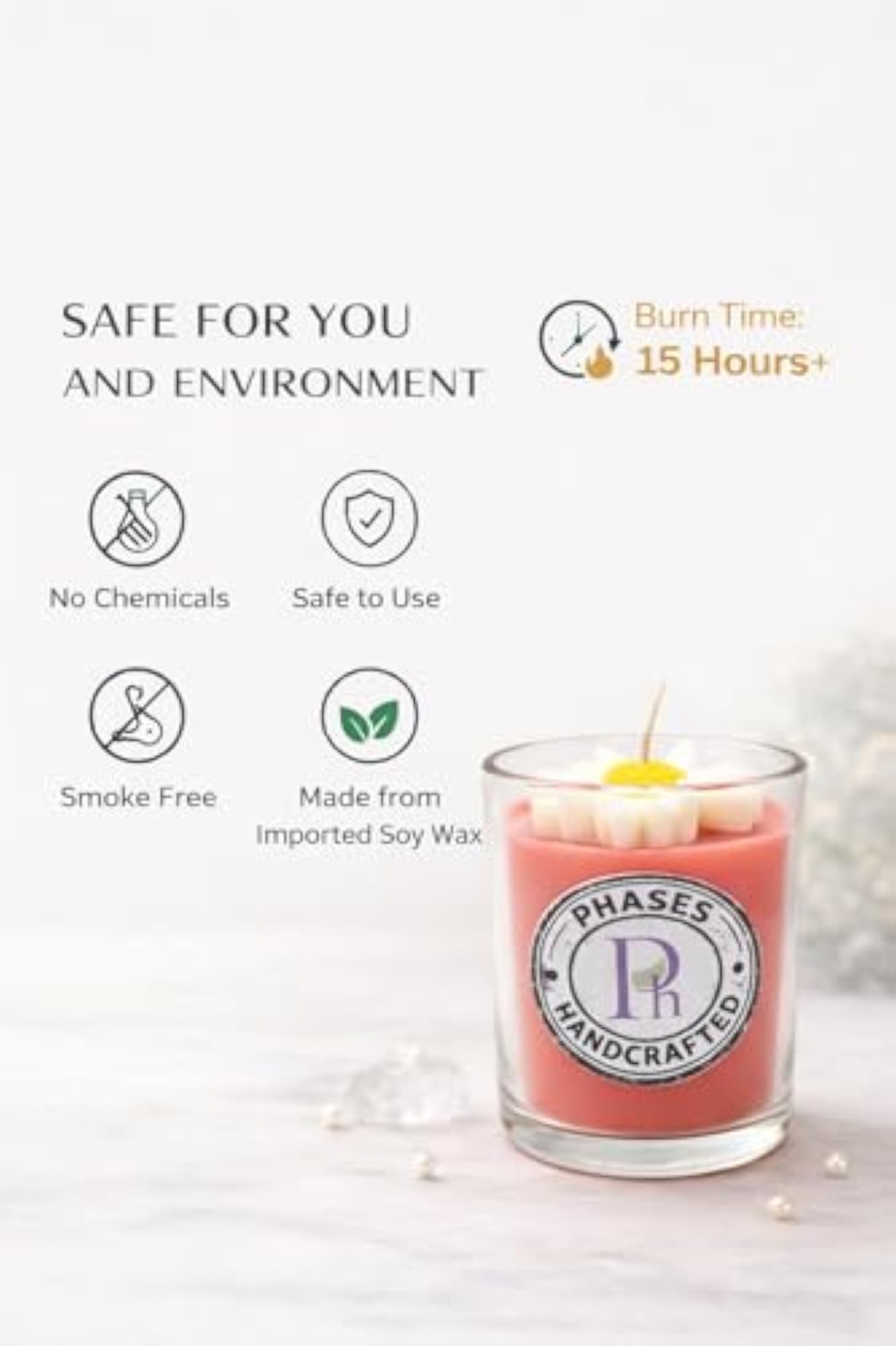 Soy Wax Jar Candle with Daisy Flower Top