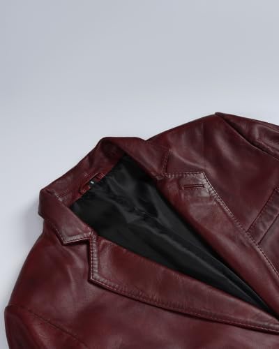 Image of fjackets Mens Leather Blazer Jacket - Real Lambskin Leather Sport Coat, 2-Button, Leather Jacket Men Business to Weekend