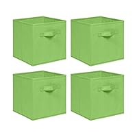 NICEME Foldable Cube Storage Unit Boxes, Non-Woven Fabric Storage Boxes Set, Clothes Drawers for Shelves, 26.5x26.5x28 cm (Light Green, Set of 4)