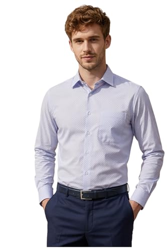 Image of Louis Philippe Men's Slim Fit Easy to Iron Everyday wear Premium Cotton Full Sleeve Textured Formal Shirt