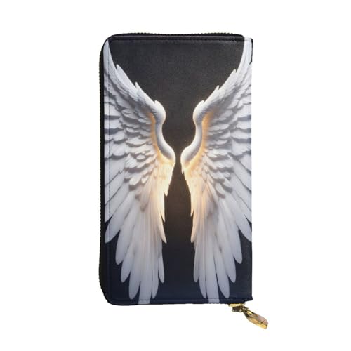 Angel Wing Print Cash Wallet Women Men,Leather Coin Purse Credit Card Holder,Organizer Zipper Wallet